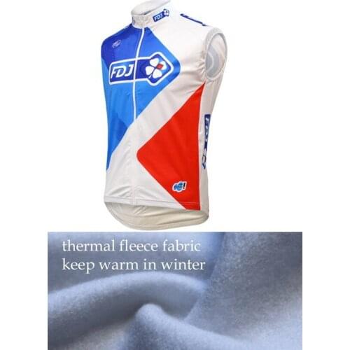 WINTER FLEECE THERMAL 2015 FDJ TEAM BLUE Sleeveless Cycling Vest Mtb Clothing Bicycle Maillot Ciclismo Bike Clothes