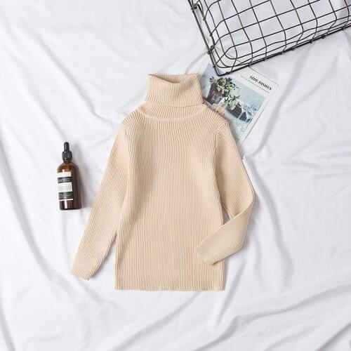 Casual Fashion Knitting Boys Girls Sweater Kids Baby High Collar T-shirt Pullover Boy Girl Outfit Children Parent-child Clothing