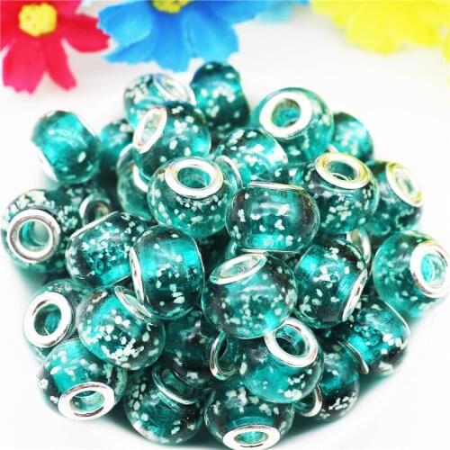 10Pcs Wholesale Luminous Large Hole Murano Glass Beads Bulk Fit Pandora Bracelet Necklace DIY Cord Key Chain for Jewelry Making