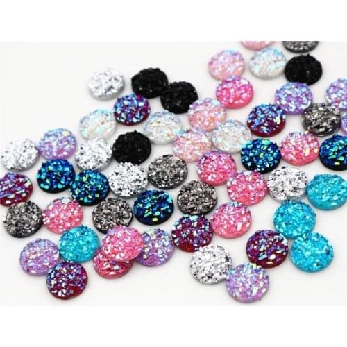 100PCS 10mm druzy stone, round cabochon, 10mm beads, no holes, mix color supply, iridescent cabs, wholesale