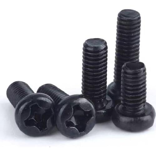 1000pcs/lot M1 M1.2 M1.4 M1.6 PM GB818 Black Pan Head Half Round Head Cross Machine Screw