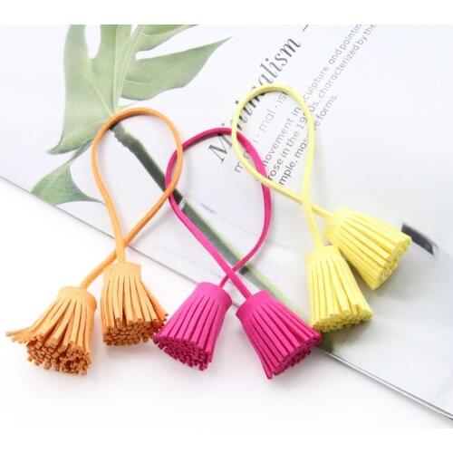 12PCS/lot 3cm Pull ring Double head Faux Leather Tassels fringe bang Leather tassel trim key tassel for DIY pendant accessories