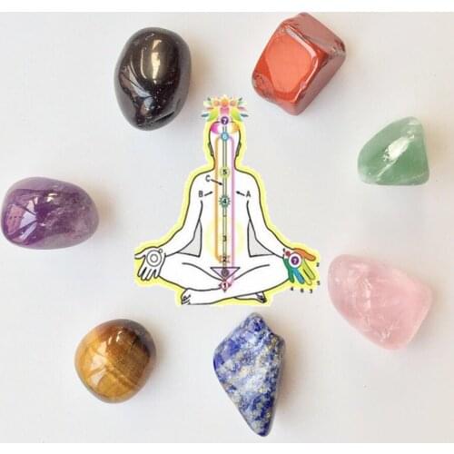 1Set Crystal 7 Chakra Healing Tumble Stone Reiki Beads Men Women