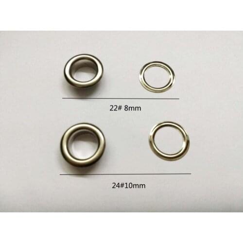 200sets/lot 8mm/10mm metal brass eyelets with washer round metal grommets nickle plating color free shipping 2015062903