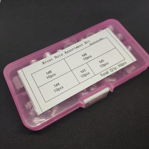 50-20PCS M3 M4 M5 M6 M8 M10 Aluminum alloy rivnut flat head thread rivet insert nutsert cap rivet nut assortment kit