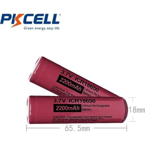 PKCELL Brand ICR 18650 Rechargeable Batteries li-ion 18650 battery 3.7 v 2200 mAh Lithium Battery For flashlight 18650 DIY Pack