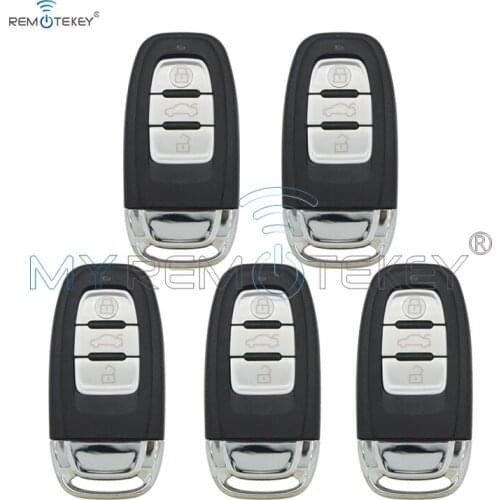 Remtekey 5pcs 3 button car key for Audi A6 Q5 A4 A3 A1 Smart remote key case cover include battery holder and key blade