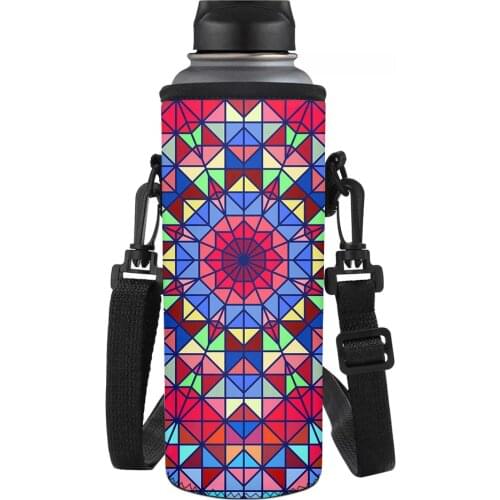 Color Mandala Sport Water Bottle Cover Neoprene Insulator Sleeve Case Pouch For 1000ML Water Bottle Carrier Insulated Cover Bag