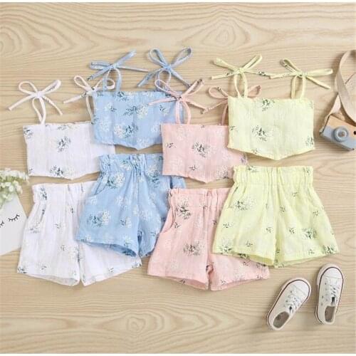 1-4Years Fashion Toddler Kids Girls Summer Clothes Sets Floral Bandage Tube Tops+Shorts Pants Children Holiday Beach Outfits