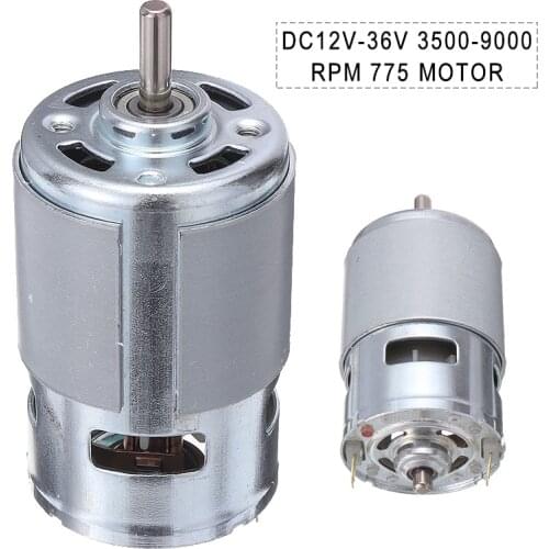 775 12V-36V DC Motor 3500--9000 RPM Ball Bearing Large Torque High Power Low Noise Electronic Component Motor