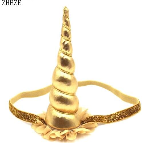 1PC 5"Unicorn Elastic Headband For Girls Glitter Padded Horn Hairband Kids And Adult Party DIY Festival Hair Accessories