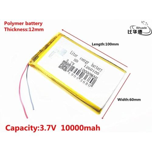 Good Qulity 3.7V,10000mAH 1260100 Polymer lithium ion / Li-ion battery for tablet pc BANK,GPS,mp3,mp4