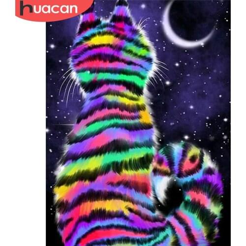 HUACAN 5D Diamond Painting Cat Full Drill Square Home Decoration Diamond Embroidery Mosaic Animal Craft Kit