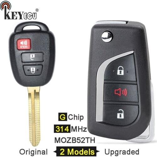 KEYECU 314MHz G Chip FCC: MOZB52TH Original/ Upgraded Flip Folding 2+1 3 Button Remote Car Key Fob for Toyota Scion tC iQ Yaris