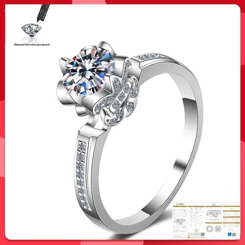 Fashion Moissanite Ring High Quality 100% S925 Sterling Silver Anniversary 0.8CT D Color VVS1 Ring Woman Jewelry