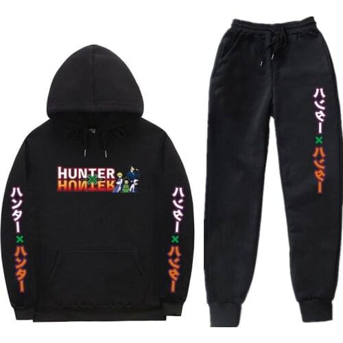 Autumn Winter Anime Hunter X Hunter Hisoka Sweatshirt Sets Men/Women Warm Fleece Hoodies+Sweatpants Suits Hip Hop Pullover