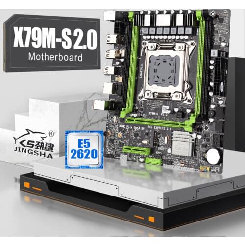 JINGSHA M-ATX X79M Motherboard Set With E5 2620 Processor Lga 2011 USB2.0 Dual Channels PCI-E 16X 4*DDR3 UP TO 64GB M.2 SSD