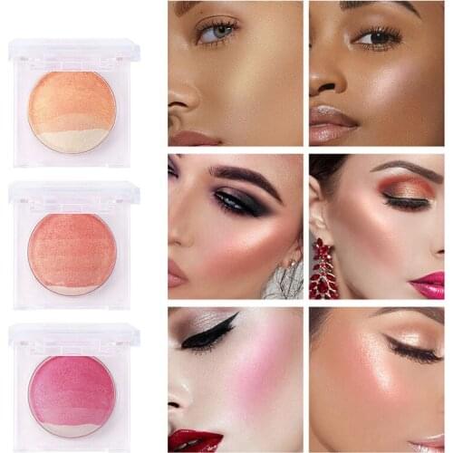 Multifunctional Highlighter Palette Mineral Pigmented Blusher Highlighter Shimmer Illuminator Easy To Color Cosmetic Powder