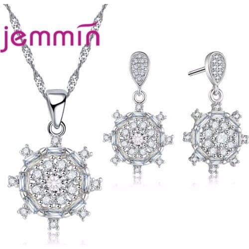 New Particular Flower Jewelry Hot Pure 925 Sterling Silver Necklace/Earrings for Women Wedding Party Bojiux