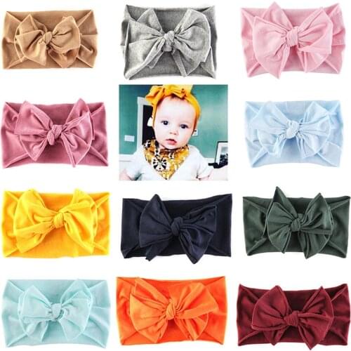 New Cute Cotton headband newborn Girls Baby Toddler Turban Solid Headband Hair Band Bow Accessories Headwea