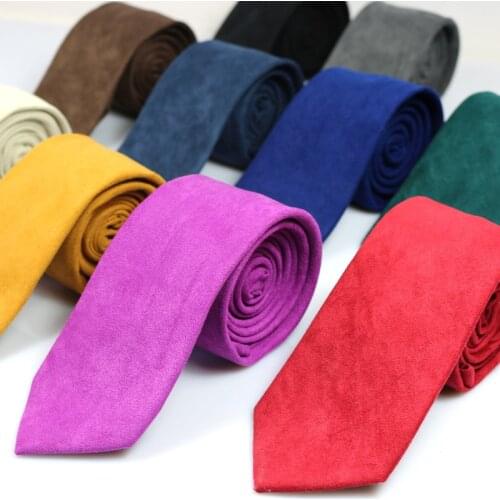 New mens ties solid color skin velvet soft British leisure 6cm Super Skinny tie factory direct from stock