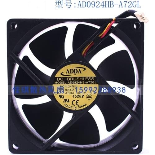 Original AD0924HB-A72GL 24V 0.15A 9CM 9025 3-wire chassis Inverter fan