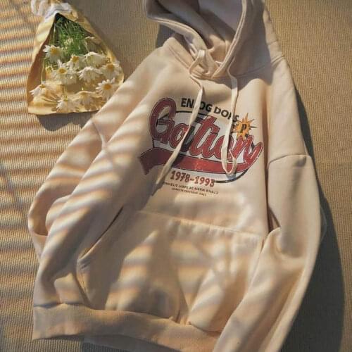 Fall/Winter 2021 New Loose Hoodies Womens Plus Velvet College Style Printed Jacket Korean Male Student Off White Ins Trend Coat