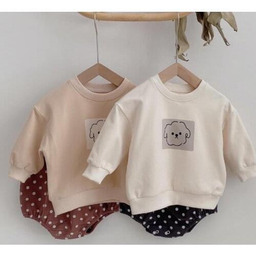 Autumn Newborn Baby Boys Clothes Set Cotton Cartoon Print Long Sleeve Sweatshirt Tops + Shorts Suit Baby Girls Outfits