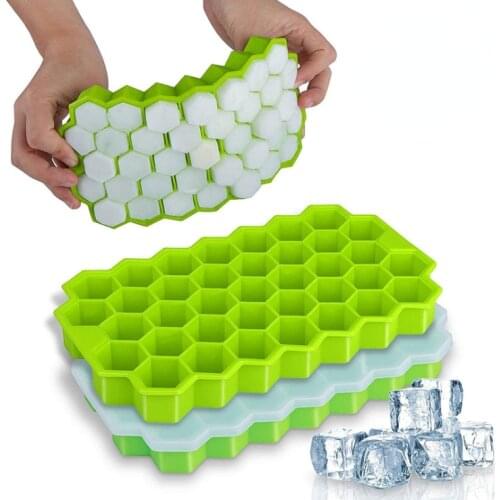 Silicone Honeycomb Movable 37 Ice Tray, with removable lid silicone ice cube mold, BPA-free