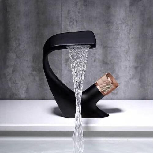 Basin Faucet Brass Sink Mixer Tap Hot & Cold Bathroom Deck Mounted Chrome Black Sink Faucet Lavatory Crane Tap