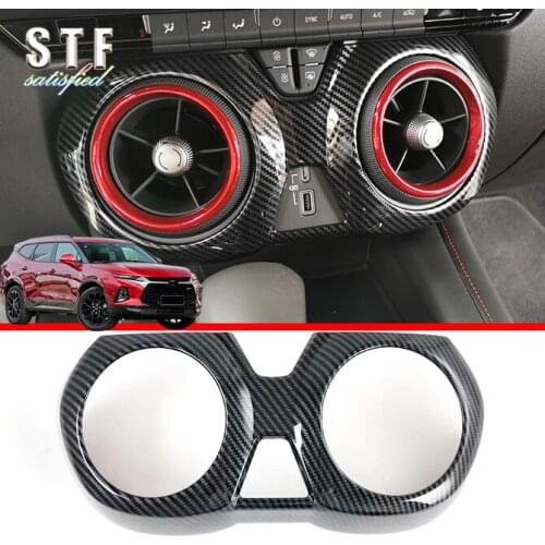 Carbon Fiber Style Interior Accessories Center Air Conditioning Vent Decorative Frame Cover Trim For Chevrolet Blazer 2019 2020