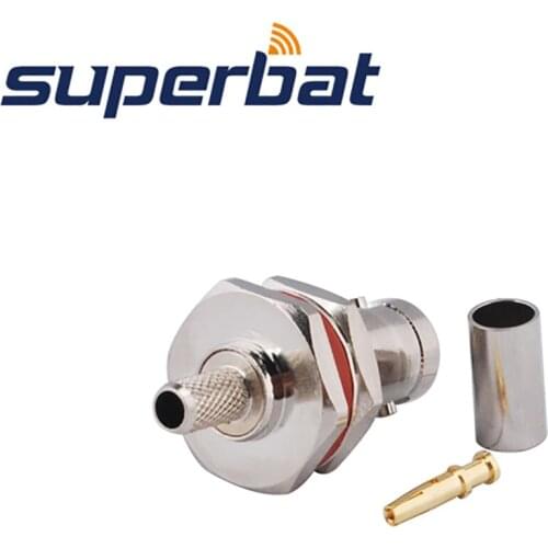 Superbat 10pcs BNC Crimp Jack Bulkhead O-ring RF Coaxial Connector for LMR195,RG58,RG142