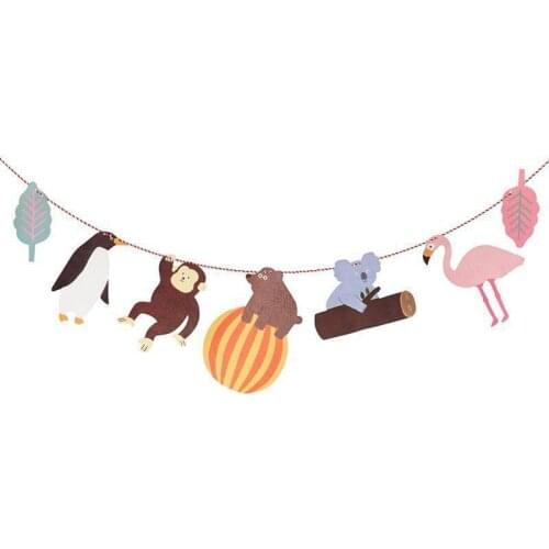 Tropical rainforest animal pull flag kindergarten decoration pendant classroom environment layout birthday pull flag