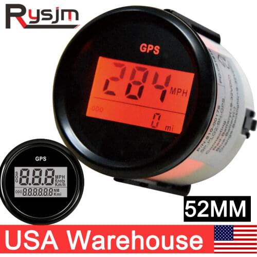 Waterproof 52mm GPS Digital Speedometer Odometer Gauge for Car Marine Motorcycle 0-999 Knot MPH Kmh Gauge GPS Speedometer Sensor