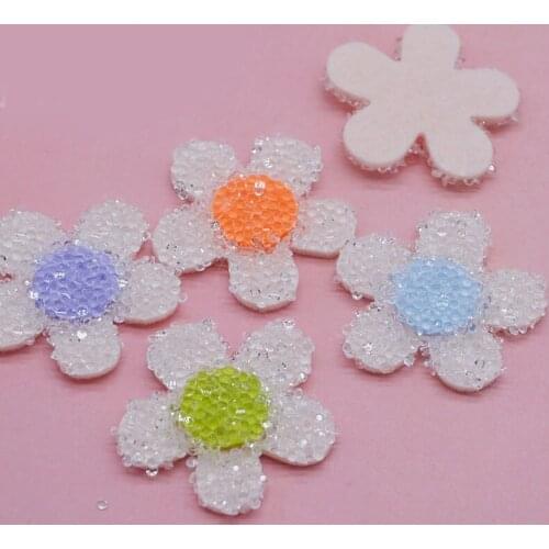 10Pcs 4CM Orange Purple Flower Shape Rhinestone Charms For DIY Making Earrings Hair Accessories Jewelry Findings Supplies