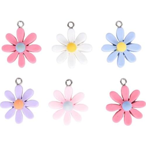 10Pcs Charms Pendants Kawaii Resin Little Daisy Sun Flower For Fashion Jewelry Accessories DIY Decoration Earrings Key Chains