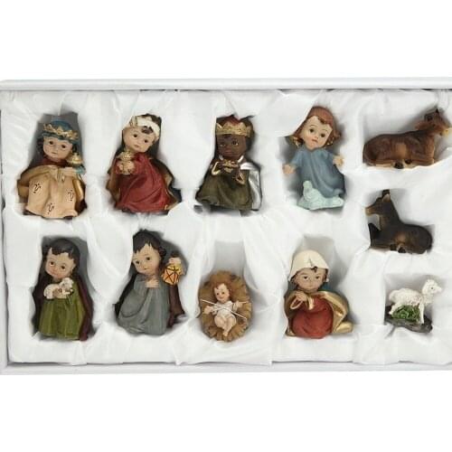11pcs/ Set Christ Birth of Jesus Ornament Gifts Nativity Scene Crafts Resin Christmas Manger Decoration Catholic Figurines