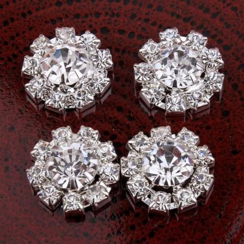120PCS Handmade Vintage Metal Decorative Buttons Crystal Pearl Flower Center Alloy Flatback Rhinestone Buttons Craft Supplies