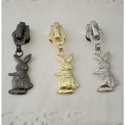 20PCS 5# 3# Metal Zipper Slider DIY Small Rabbit Metal Zipper Pull Head for Metal Resin Zip DIY Coat Wallet Suitcase Accessory
