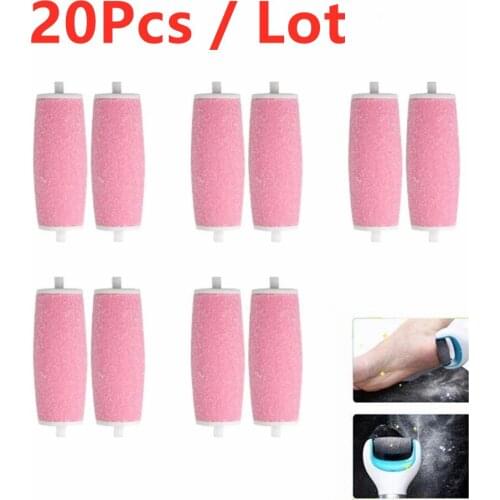 20pcs Pink Replacements Roller Heads For Pro Pedicure Foot Care Tool Scholls Feet Electronic Foot File Rollers Skin Remover