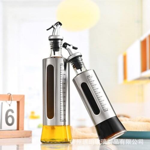 250ml/500ml Cooking Seasoning Oil Sauce Bottle Vinegar Dispenser Glass Storage Creative Kitchen Accessory Cooking Oil Cans