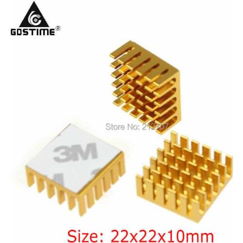 50 Pieces/lot Gdstime Aluminum 22x22x10mm Golden Radiator For CPU PC Cooling Heatsinks