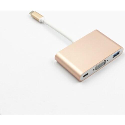 Moveski USB Type C to VGA Adapter-Multiport USB3.0 Hub Type-C Female with Charging & Video Converter for Apple MacBook,Projector