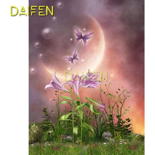 Full Round Diamond embroidery Cross stitch Full Square Diamond painting moon lily Grass butterfly DIY 3D Diamond mosaic