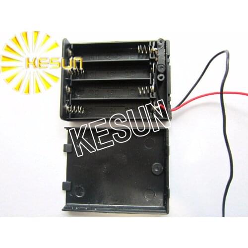 FREE SHIPPING 5PCS x 4x AAA 6V With Cover Plastic Black Battery Storage Case Box Holder Socket With150mm Wire Leads