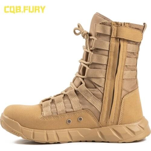 Summer High-Top Zipper Combat Boots Mens Military Fan Tactical Desert Mountaineering Combat Special Forces Training Boots