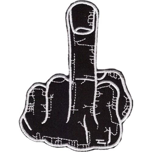 Fast Delivery Middle Finger Offensive Custom Iron Motorcycle Patch Embroidery Decoration China Factory