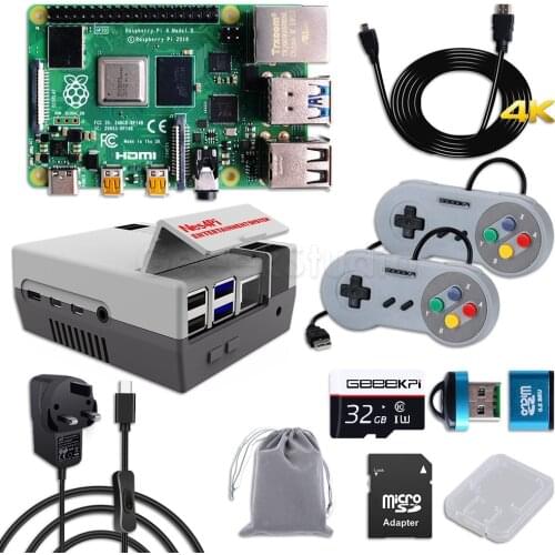 In Stock! Raspberry Pi 4 Model B 8GB RAM Quad core 64-bit 1.5GHz Bluetooth 5.0 NES4Pi case 32GB Card And 5V 3A Power Supply
