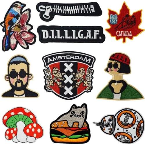 Zipper Decorate Words Iron On Patches Sewing Embroidered Applique for Jacket Clothes Stickers Badge DIY Apparel Accessories