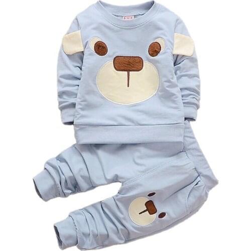 Kids Baby Set Clothes for Boys Girls Spring Autumn New Cartoon Cotton Cute Casual Long Sleeve Trousers Children Suit 0-4y